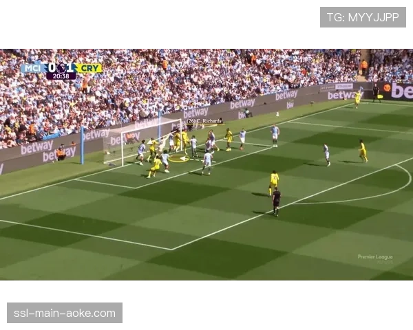 特写镜头：角球开出前，双方球员在禁区内为争夺位置纠缠不休